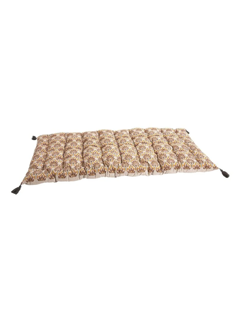 Long coussin en coton avec avec pompons PEACOCK 'Deko&co' Blanc Marron