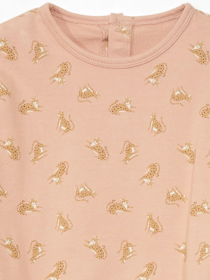 Sweat en molleton   Toujours + de douceur   Rose 'tigre'