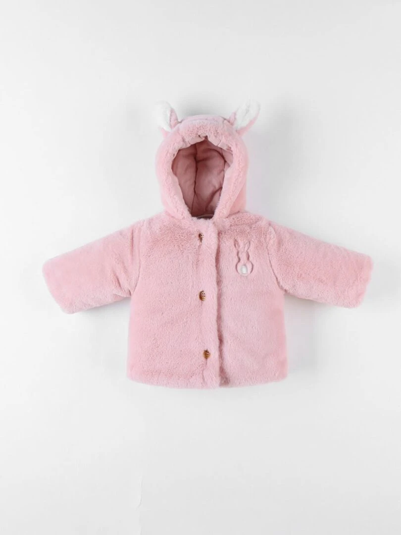 Veste à capuche en Groloudoux® poudré Noukie's Rose