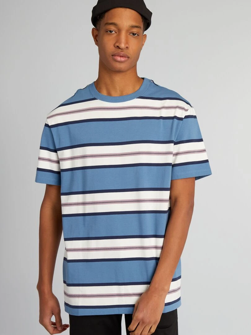 Tee shirt en jersey à rayures + d'1m90   Bleu/blanc
