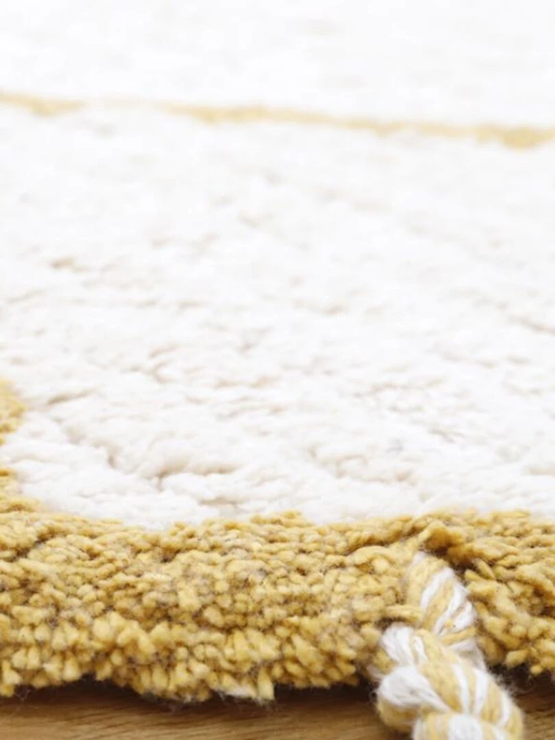 Tapis lavable rond Côme écru et mangue (120 cm)   Jaune