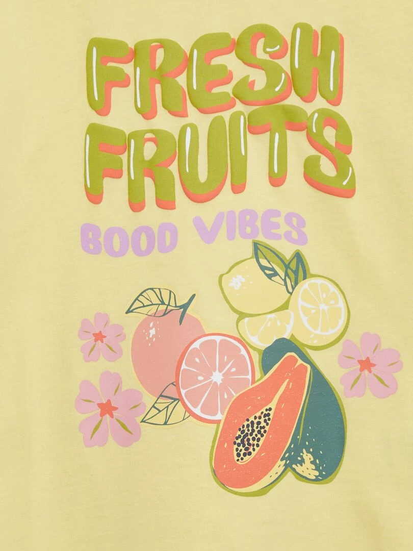 T shirt imprimé 'fruits' Jaune