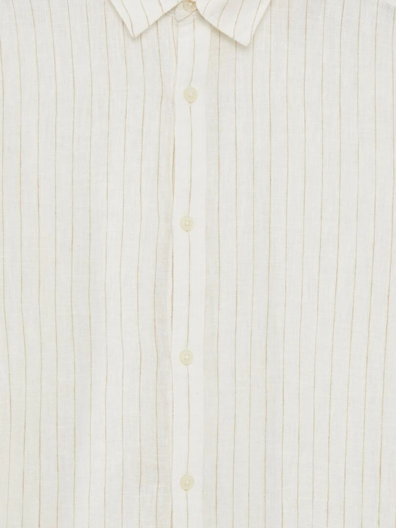 Chemise à rayures avec lin   Blanc/beige