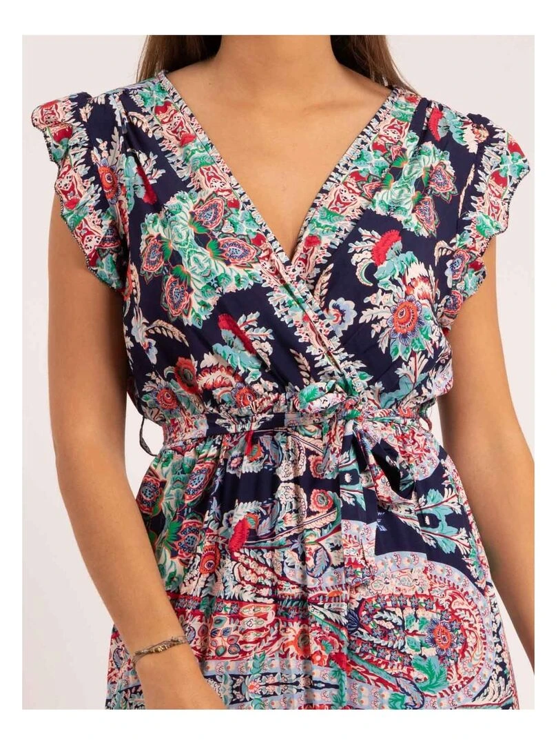 Robe longue motifs ILANIT   Bleu marine