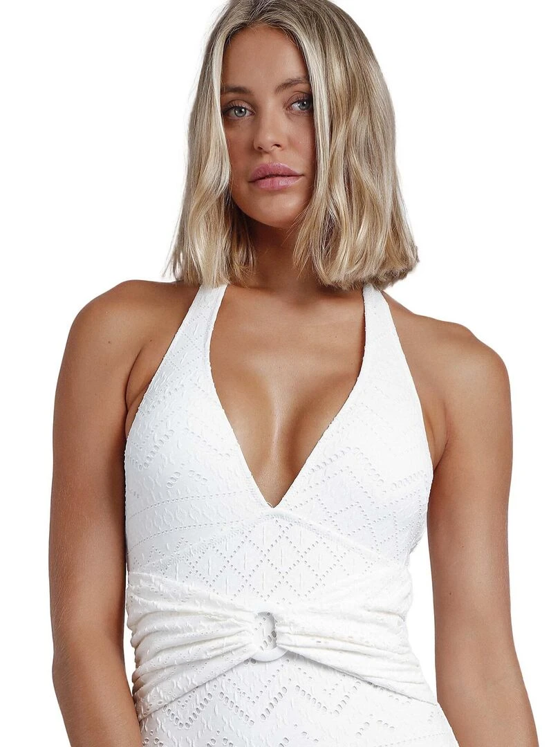 Maillot de bain 1 pièce préformé dos nu Costa Bella   Blanc