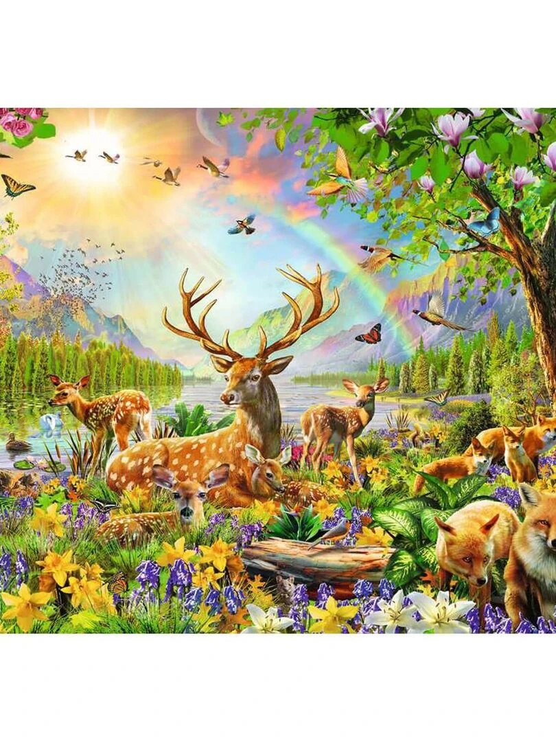 Puzzle 200 pièces XXL : Famille de cerfs et autres animaux N/A