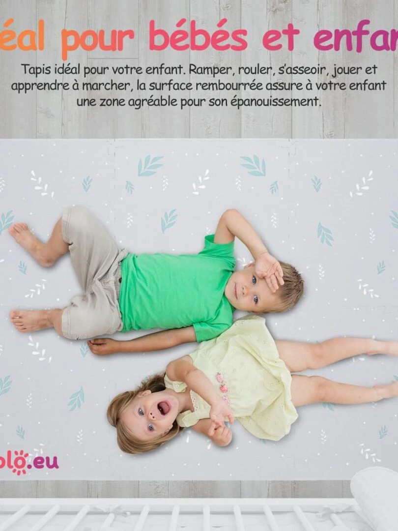Tapis De Jeu Enfant Puzzle Arc En Ciel par Kidolo   120 x 180 cm   Gris clair