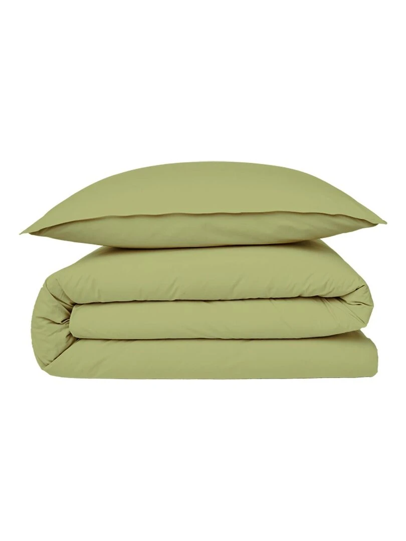 Future Home   Housse de couette en coton 57 fils unie   Vert
