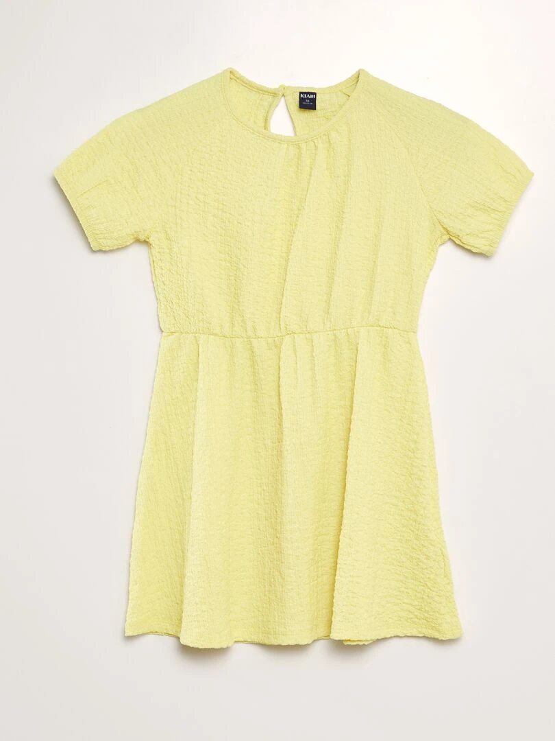 Robe en maille gaufrée jaune
