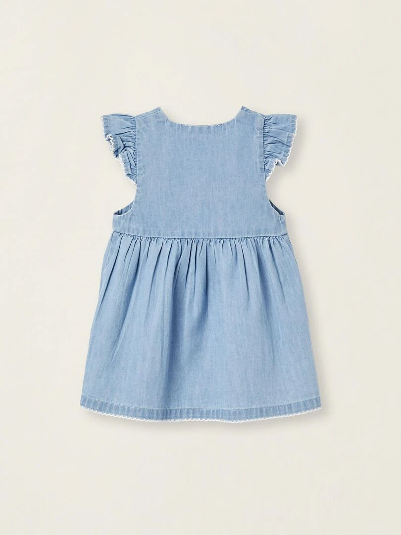 Robe en jean en coton pour nouveau né manches courtes NATURE TAKEOVER Bleu clair