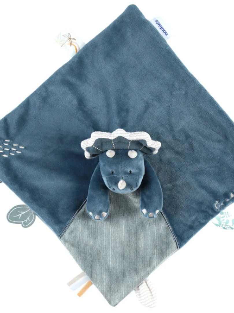 Doudou Plat Attache Sucette Ops Le Tricératops Tso Bleu