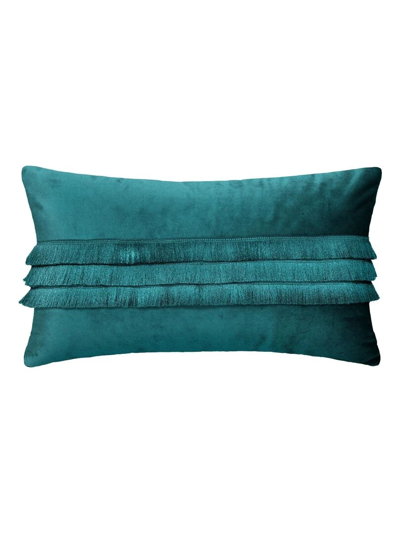 Coussin à franges en velours Vert clair