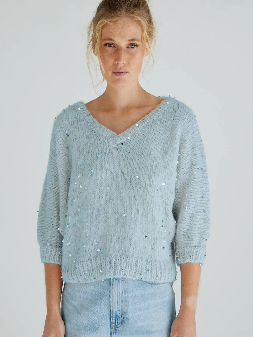 Kit Tricot Pull Facile Georgia Bleu Bleu