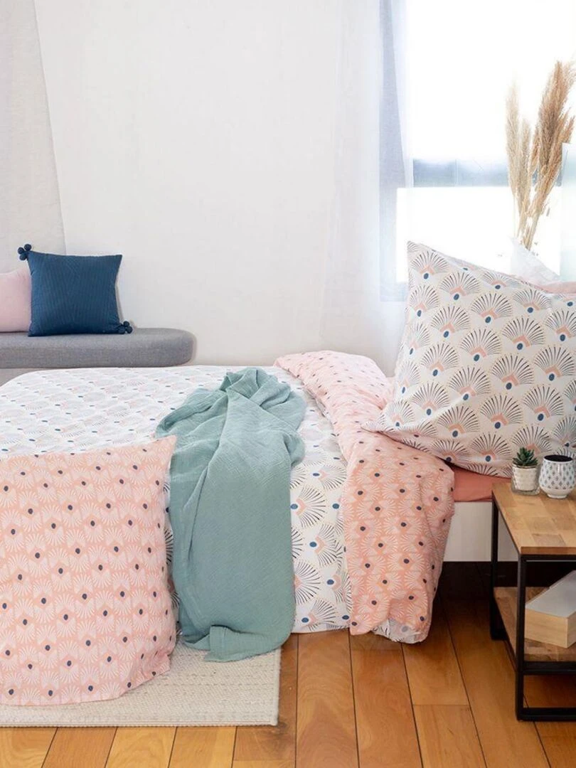 Housse de couette 140x200 + 1 taie d'oreiller 63x63 Coton Bio Mille   Blanc