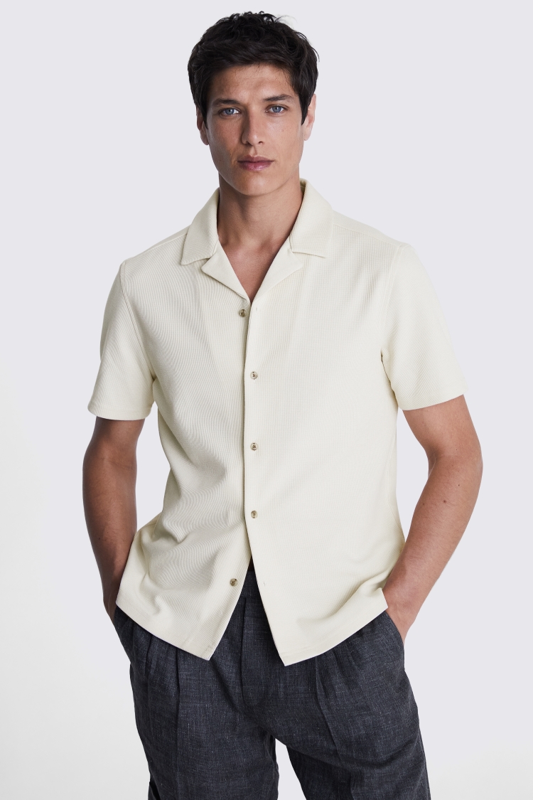 Ecru Knitted Cuban Collar Shirt Buy Online at Moss