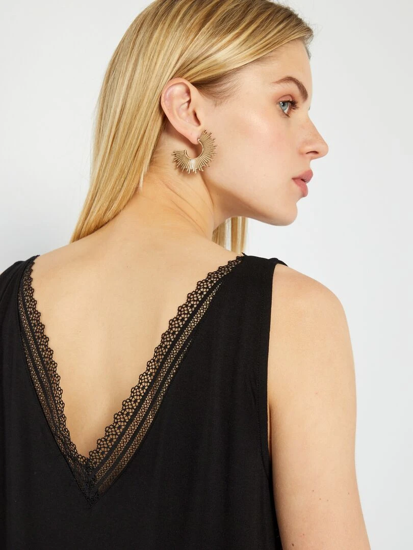 Débardeur stretch avec dentelle   noir