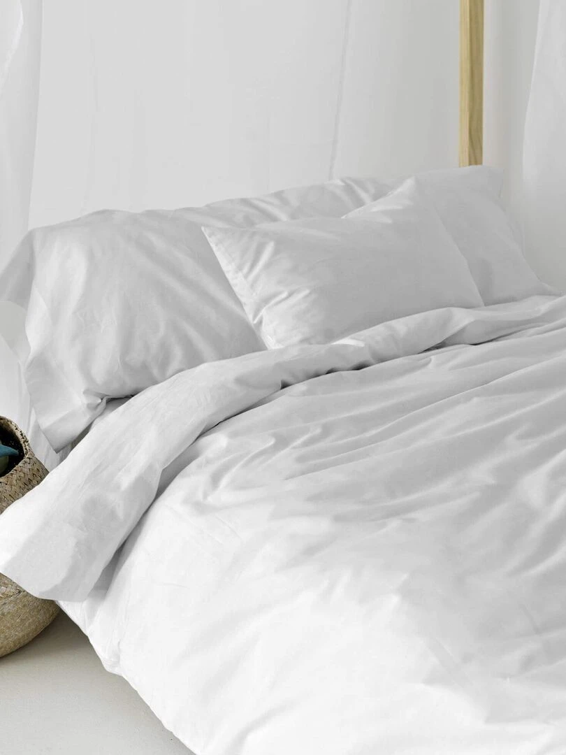 Parure housse de couette 2 pièces Basic "Happyfriday" Blanc