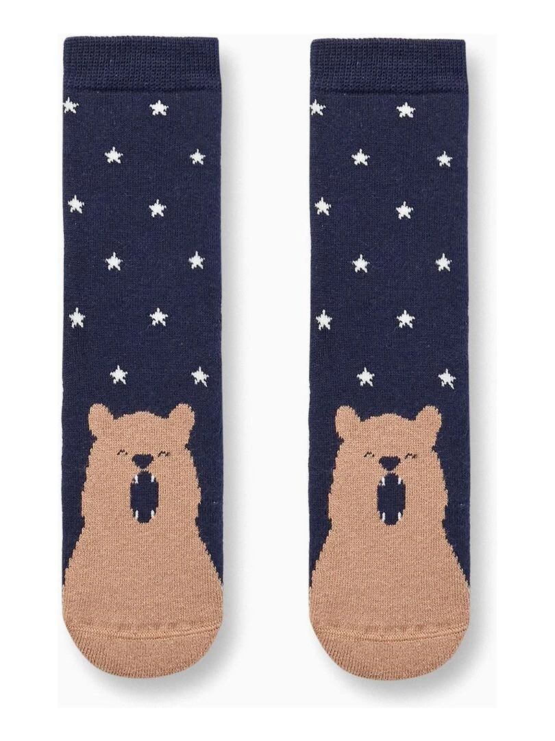 Paire de Chaussettes Épaisses Antidérapantes pour Garçon 'Brillent dans le noir' TALENTS NIGHT Bleu foncé