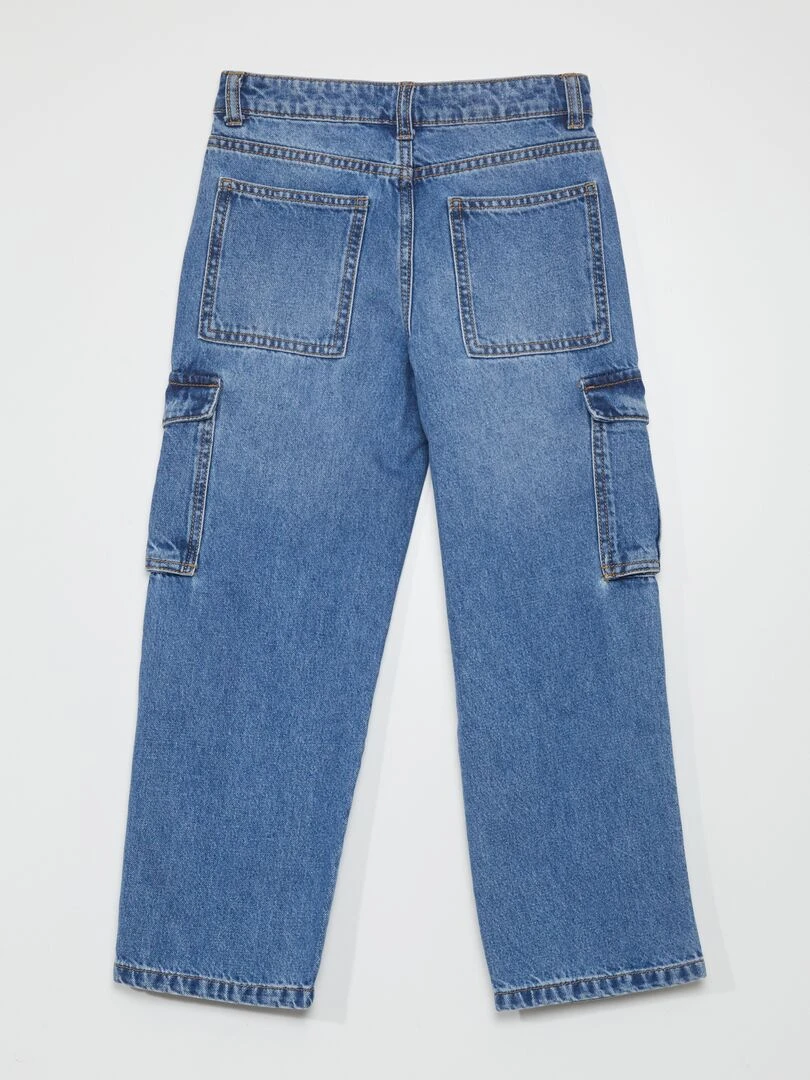 Denim wideleg à poches Bleu