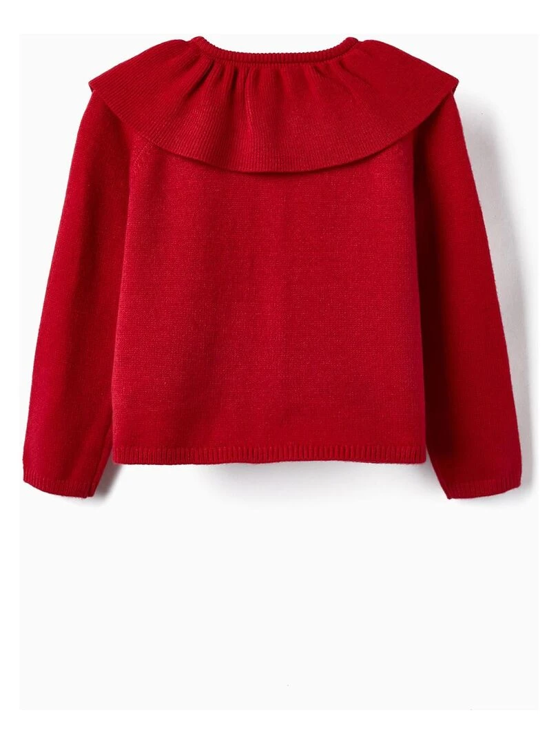 Gilet en Maille avec Volant pour Fille NOËL Rouge foncé