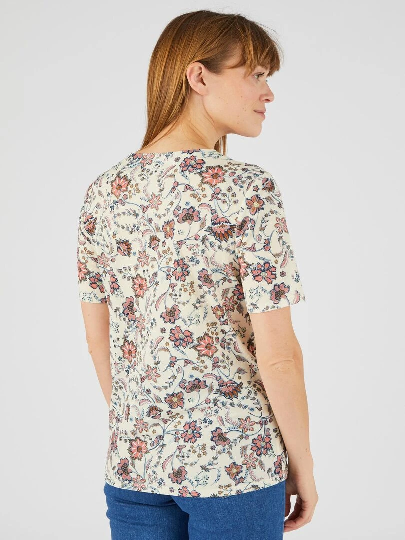 Tee shirt manches courtes imprimé   Damart   Beige