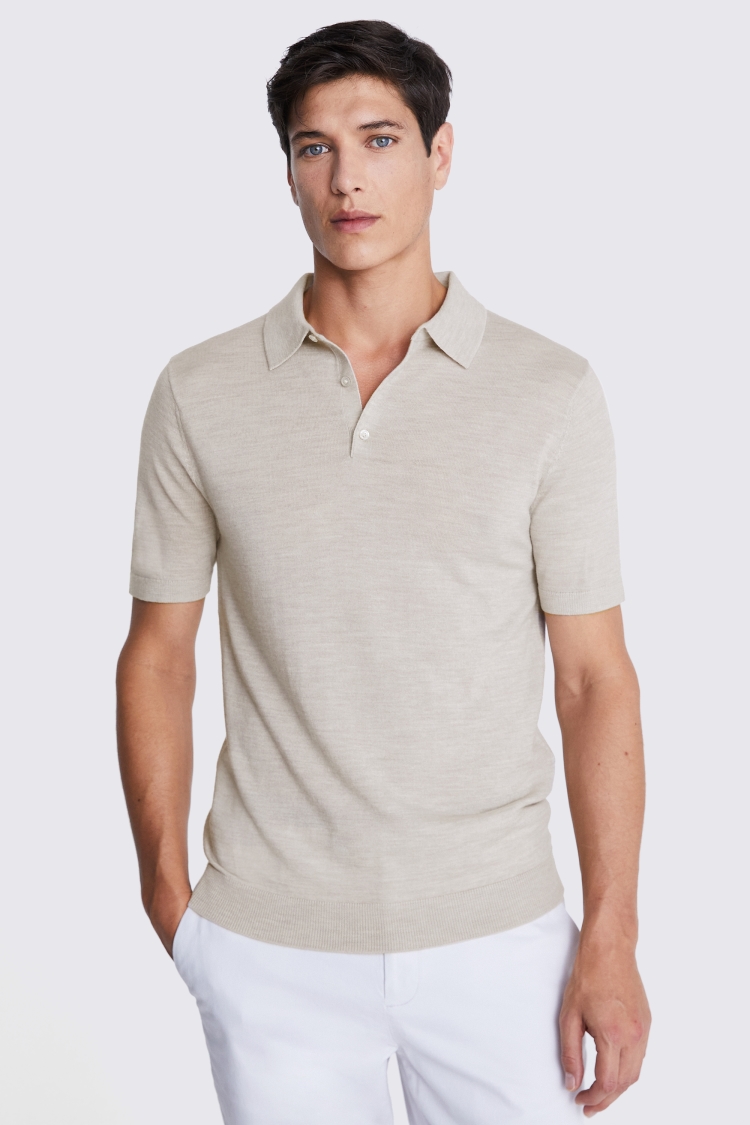 Ecru Bouclé Zip-Neck Polo Shirt   Buy Online at Moss