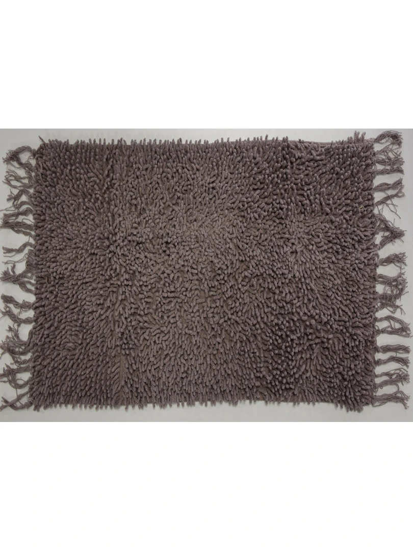 Tapis De Bain Uni Coton 50x70cm Shaggy Marron