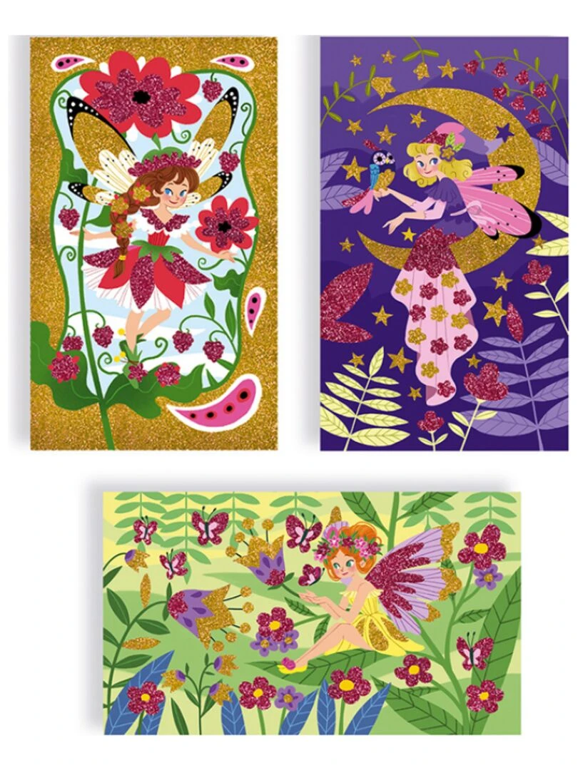 Cartes à pailleter Fées Les ateliers du calme   N/A