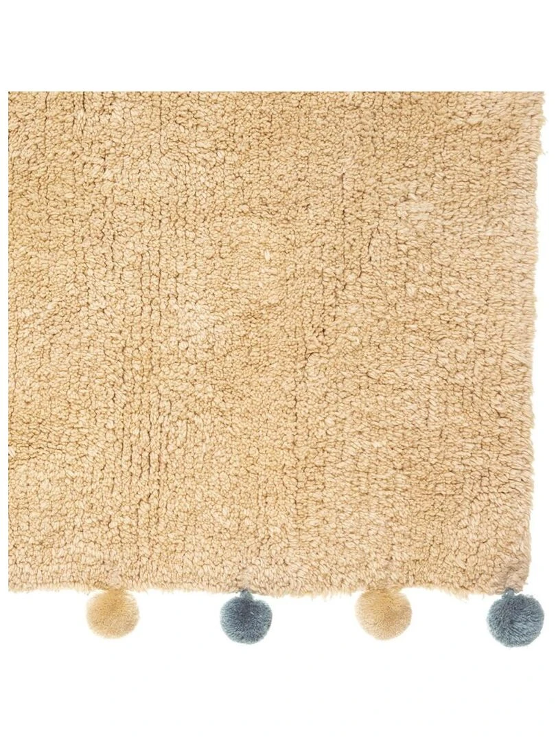 Tapis rectangle coton pompons 100x150 beige Beige
