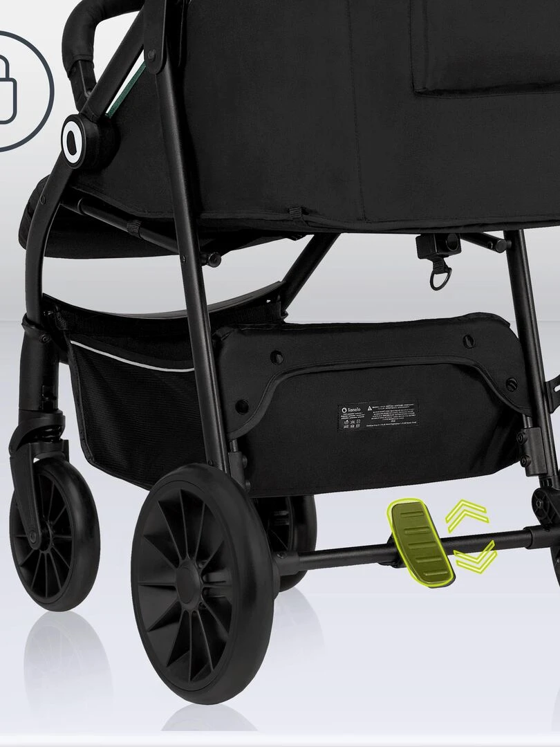 LIONELO Zoey   Poussette bébé compacte Buggy   De 6 à 36 mois   Capote XXL   Vert   Noir Vert