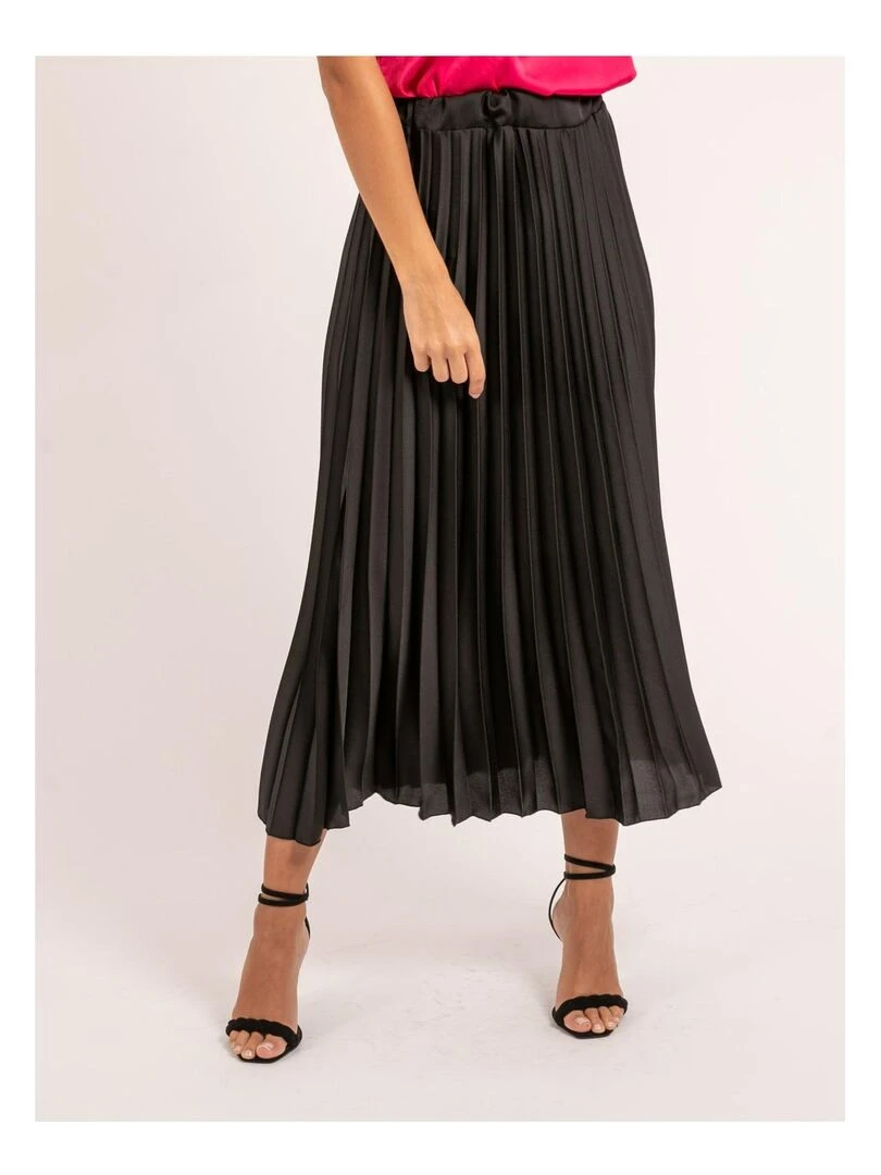 Jupe longue satin plissée XYMMA Noir
