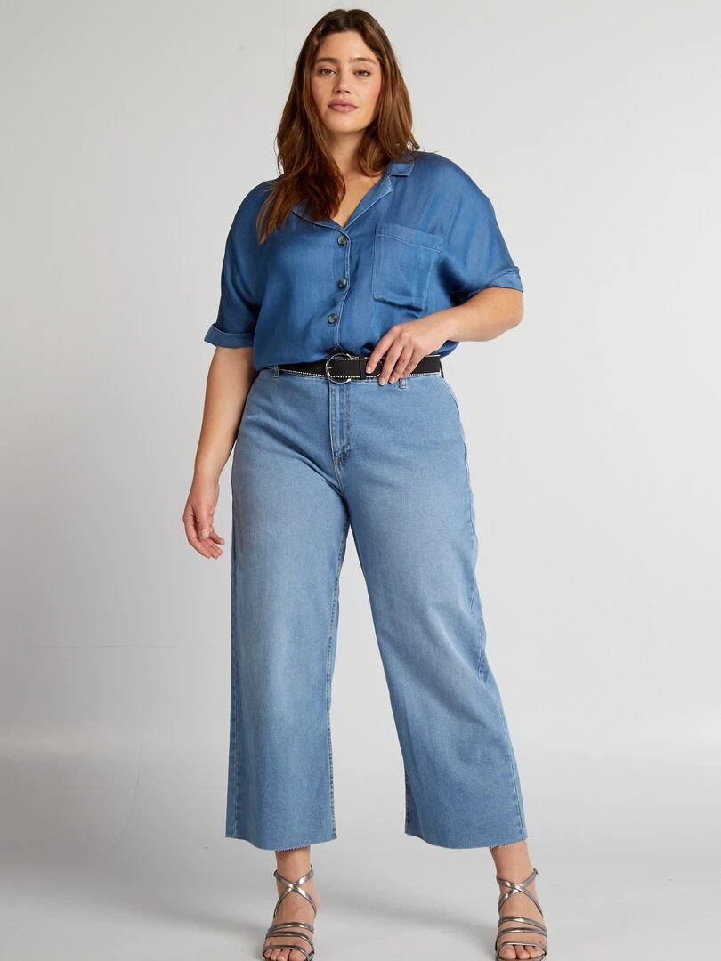 Chemisier léger à col pyjama Bleu