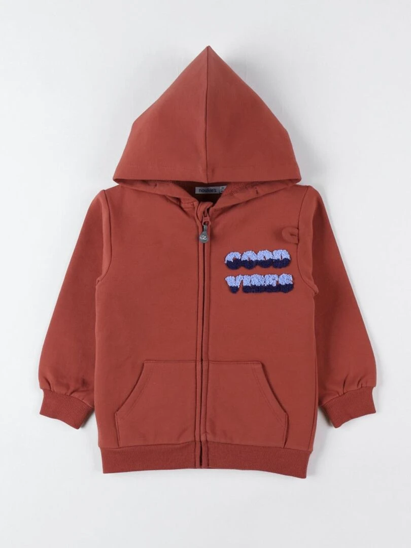 Veste sweat à capuche brique Noukie's Rouge