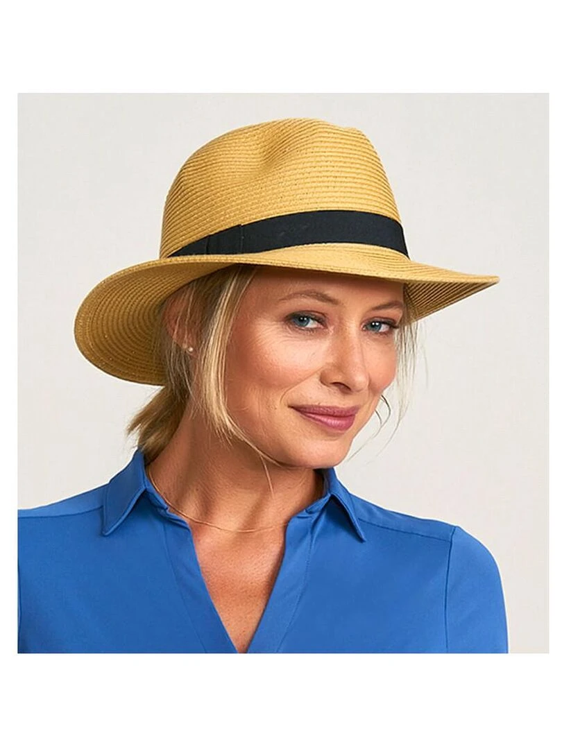 Chapeau Panama Shanghai Areia Preto Upf50+ / UV Line Beige