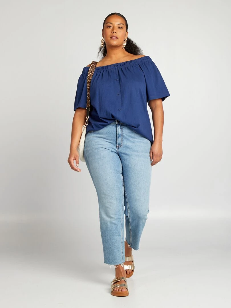 Tee shirt col bardot Bleu marine