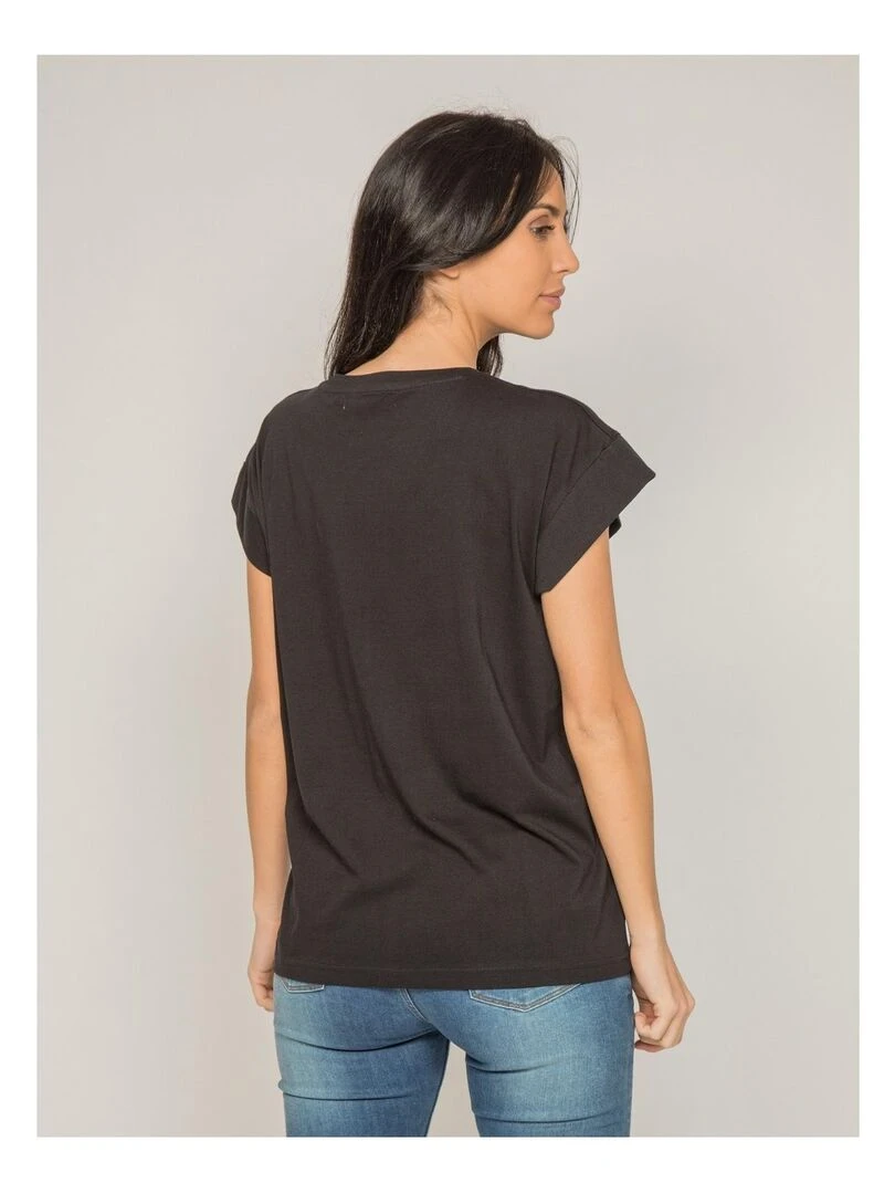 T shirt col rond message FODY Noir