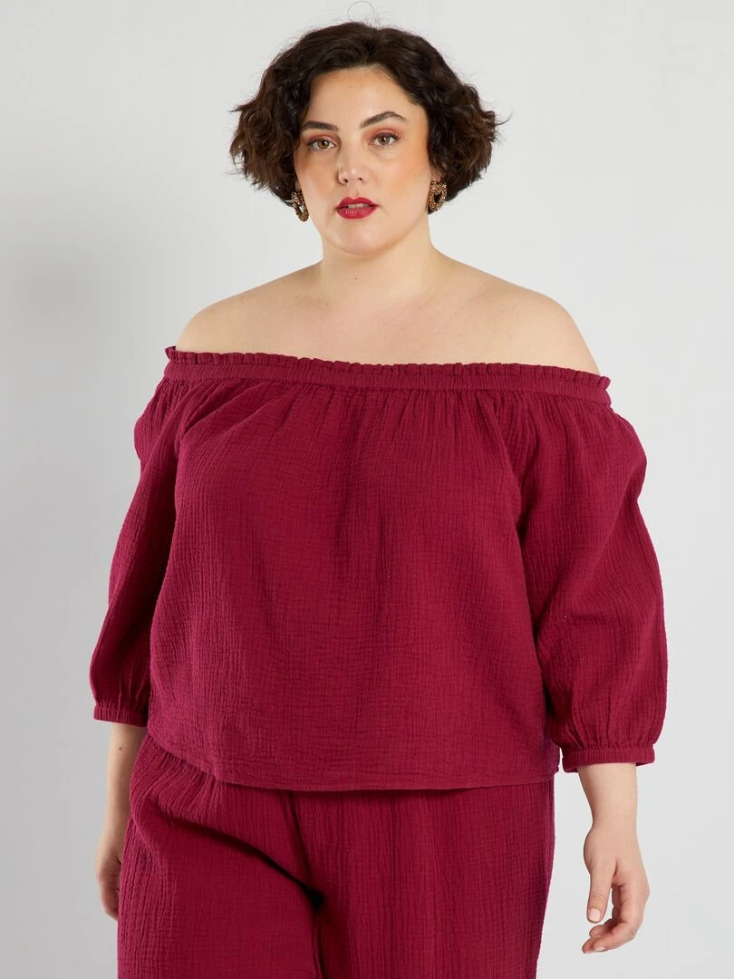 Blouse en gaze de coton   Rouge