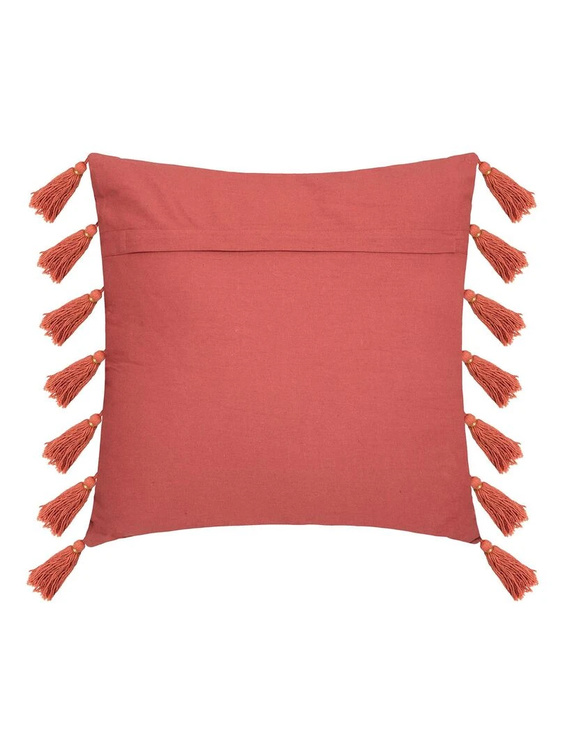 Coussin gypsy avec pompons Rouge cerise