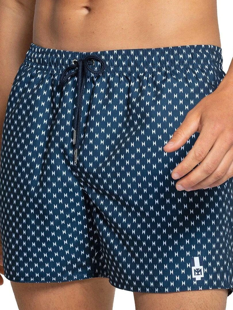 Short de bain à micro motifs géométriques Aruba Bleu