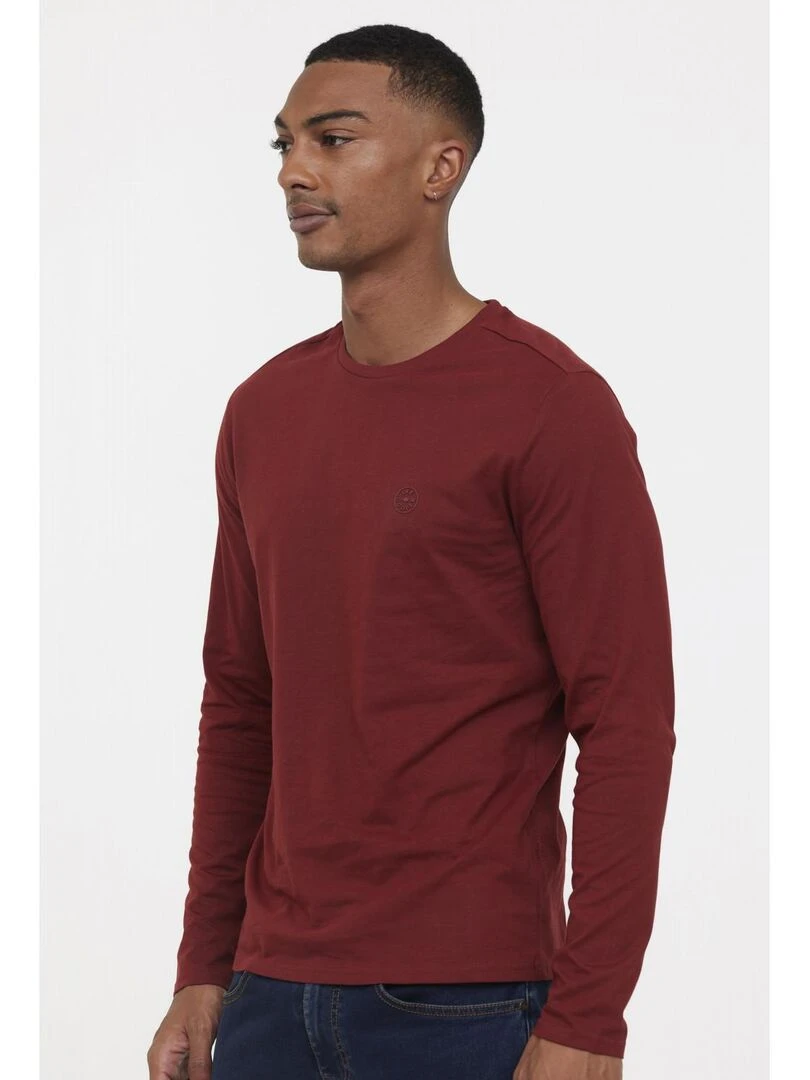 Lee Cooper T Shirt manches longues coton regular AREO Rouge brique