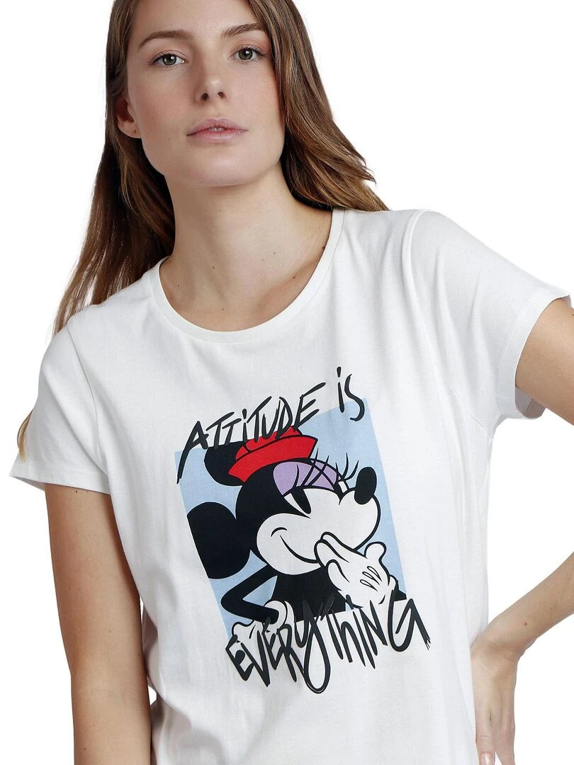 Pyjama short t shirt Attitude Is Everthing Disney   Ecru