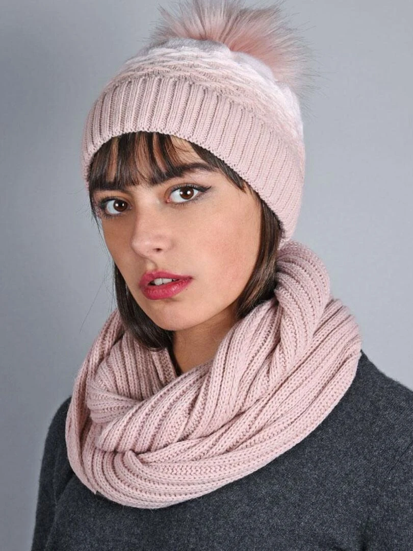 Ensemble Snood Bonnet Optima Made in UE Rose