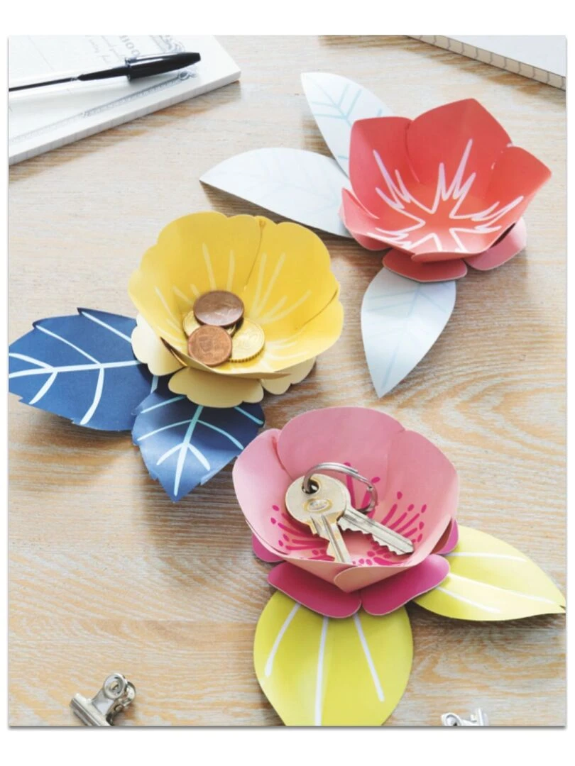Coffret DIY papier   3 Vide poches   Fleurs   N/A