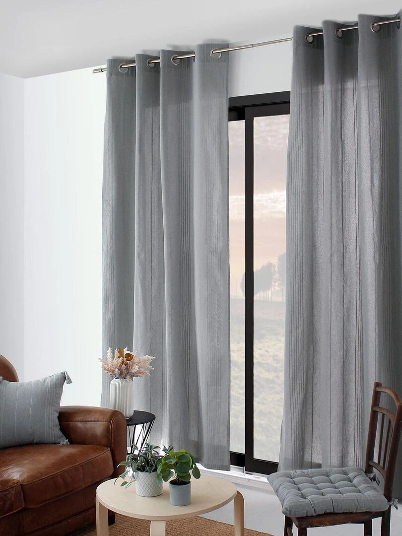 Rideau tendance en coton recyclé Gris clair