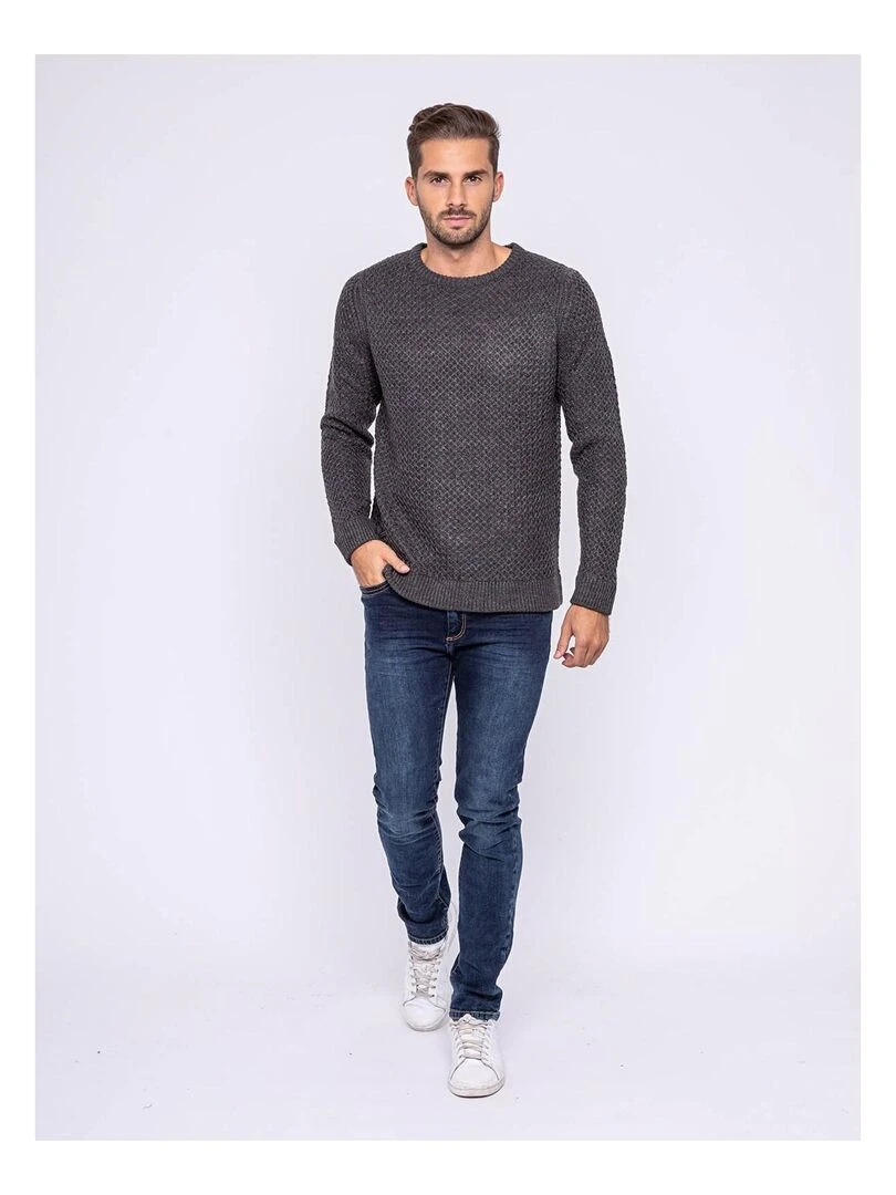 Pull col rond LUMARK   Gris foncé