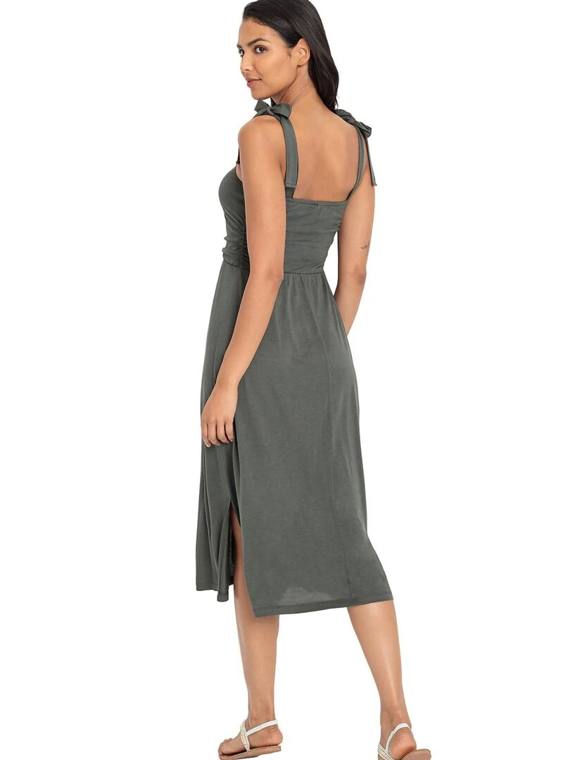 Robe estivale mi longue Olive Kaki