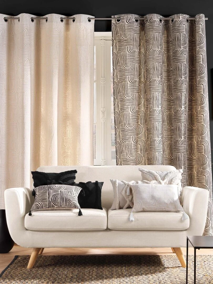 Coussin polycoton a pompons Pandora Blanc