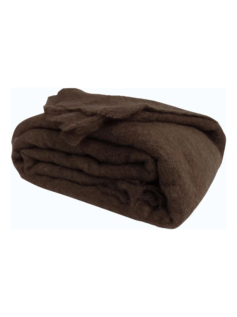 Plaid en Laine Mohair Très Douce Marron chocolat