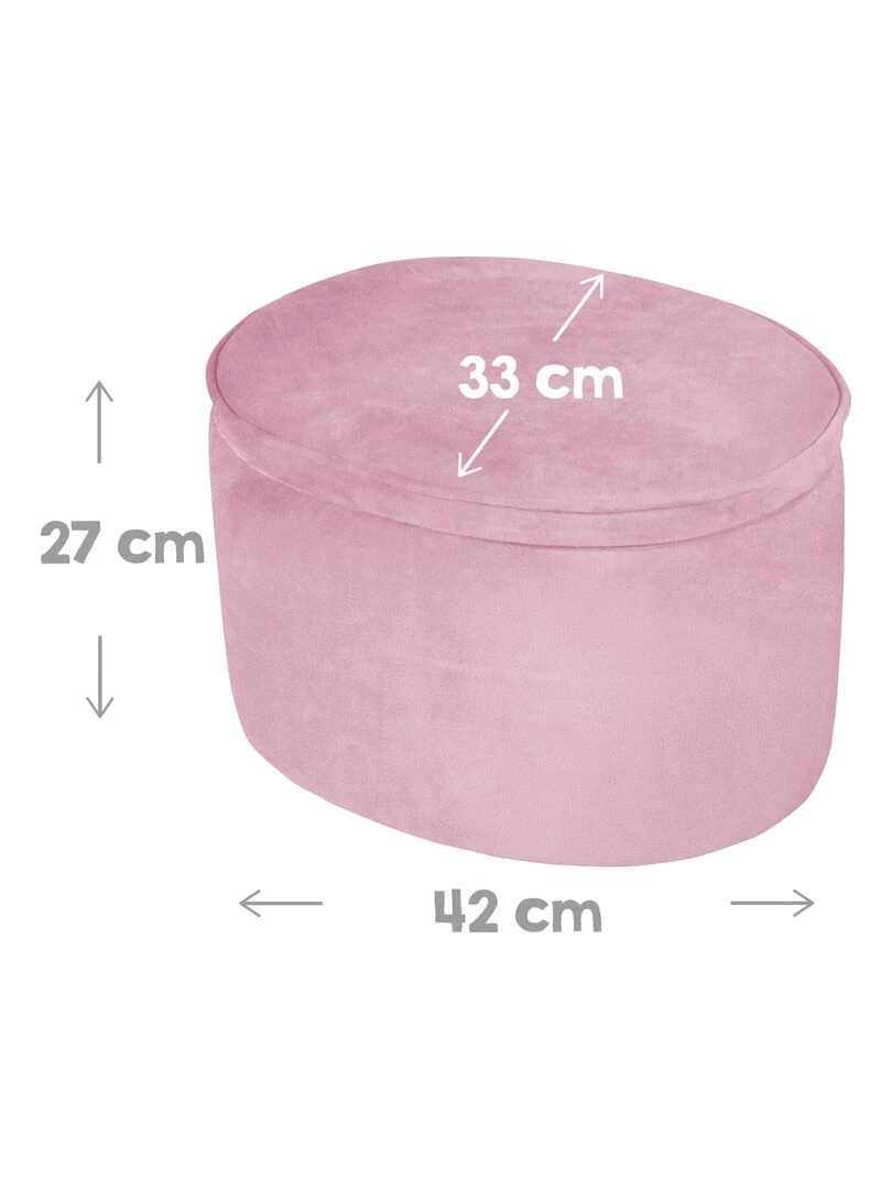 ROBA Tabouret Ovale en Velours pour Chambre Enfant "Lil Sofa"   Avec Coffre de Rangement   Rose   Rose