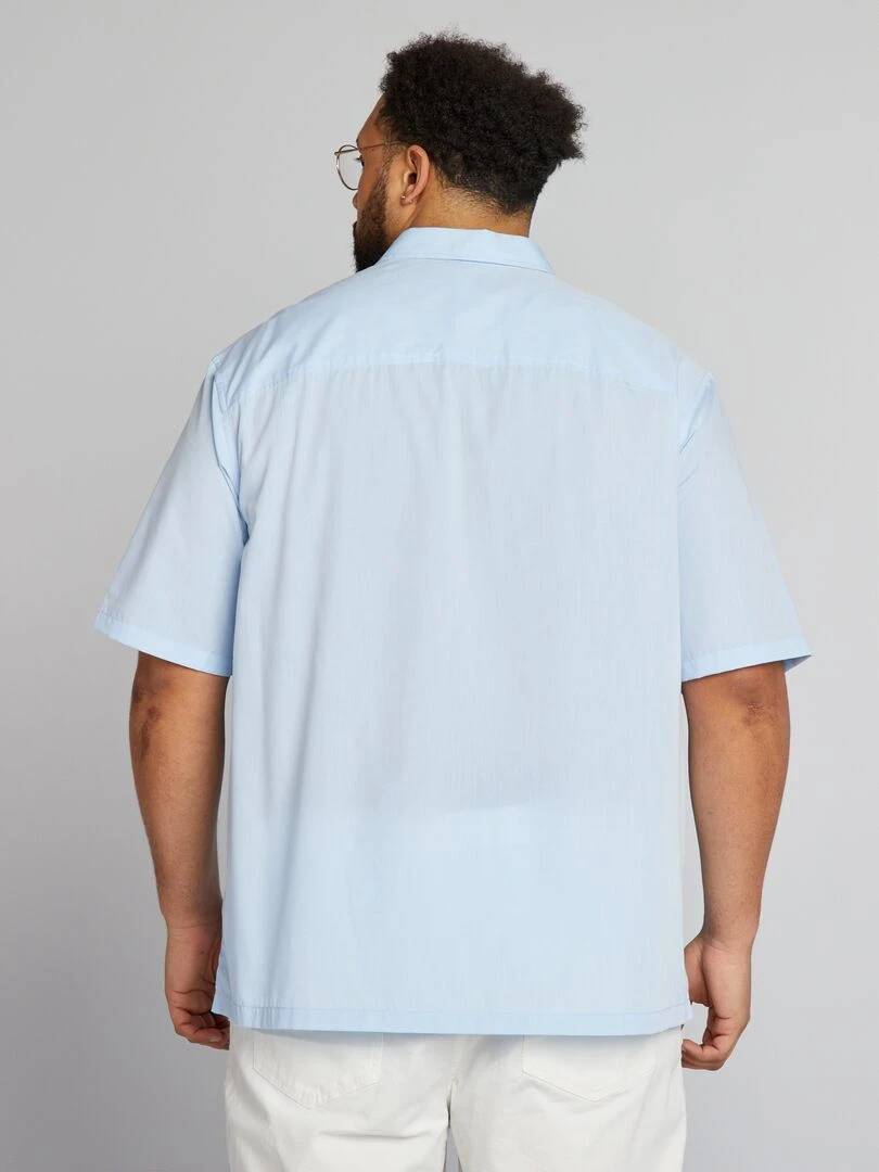 Chemise en popeline manches courtes   Bleu